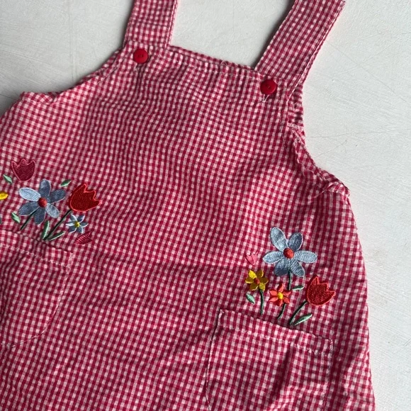 Vintage Tiny Tots Red Gingham Plaid Pinafore Overall Dress - Picture 2 of 4